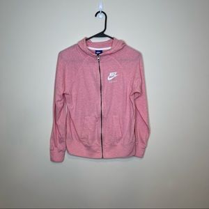 Nike Pink long Sleeve Full Zip Logo Hoodie Size XL with Pockets